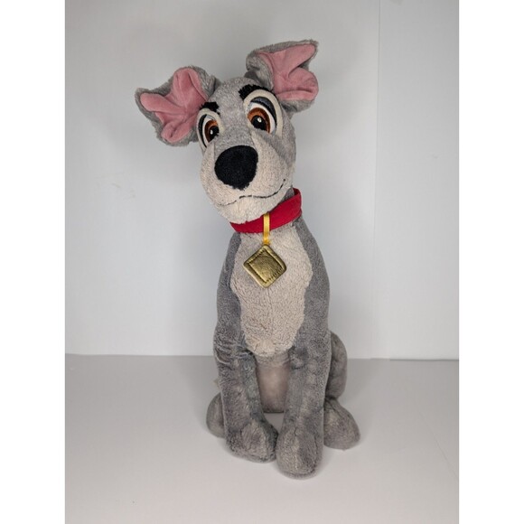 Disney Store Tramp Gray Dog Plush 15" Lady and the Tramp Stuffed Animal - Picture 1 of 6